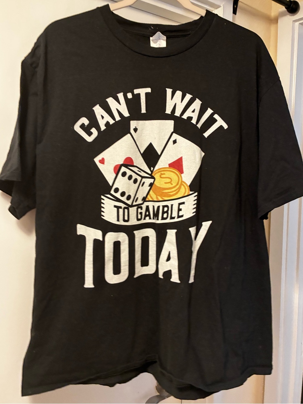 Funny Unisex Black Graphic Tee - Can't Wait to Gamble Today